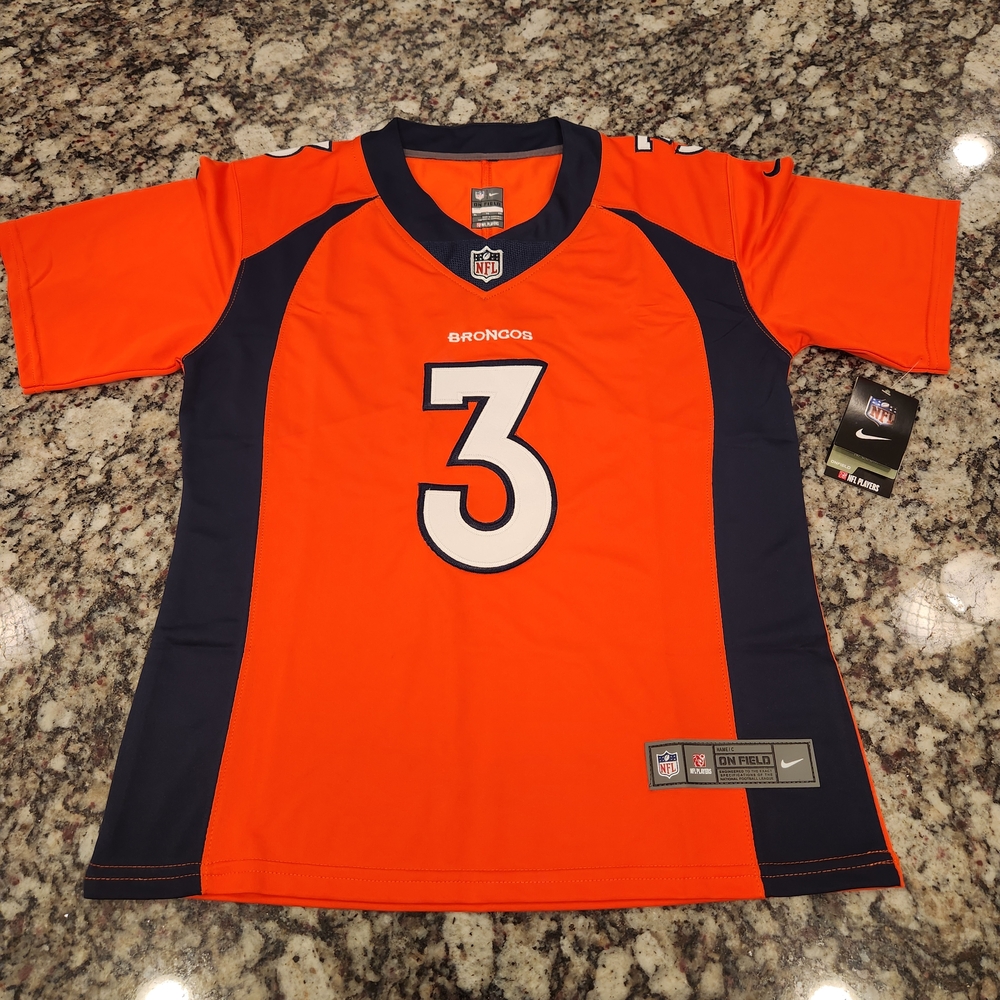 Russell Wilson Denver Broncos On Field Game Jersey Orange Women's XL NWT